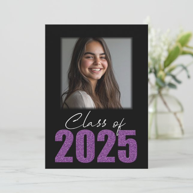 Invitation Classe de Parties scintillant violette de 2025 Pho (Debout devant)