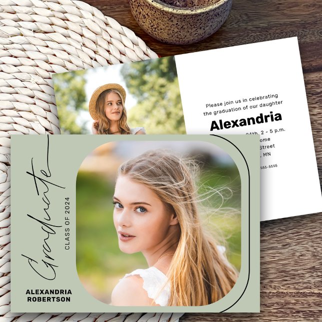 Invitation Classe de photo de script moderne de 2025 Graduati (Créateur téléchargé)