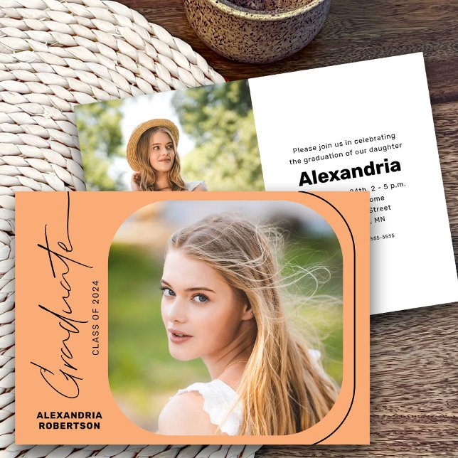 Invitation Classe de photo de script moderne de 2025 Graduati (Créateur téléchargé)
