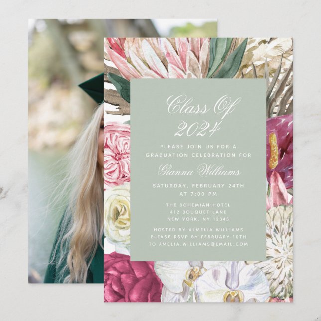 Invitation Classe de photo florale 2022 aquarelle (Devant / Derrière)