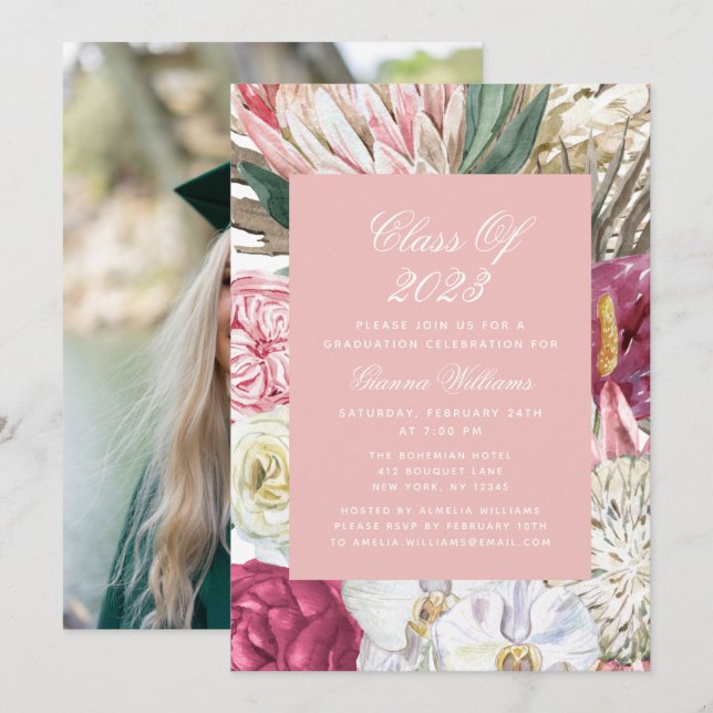 Invitation Classe de photo florale 2022 aquarelle (Devant / Derrière)