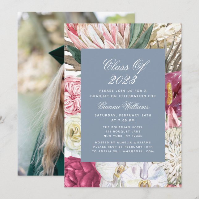 Invitation Classe de photo florale 2022 aquarelle (Devant / Derrière)