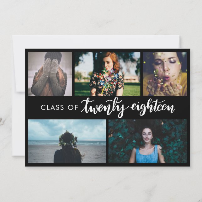 Invitation Classe de photo pipe% moderne du diplômé cinq de (Devant)