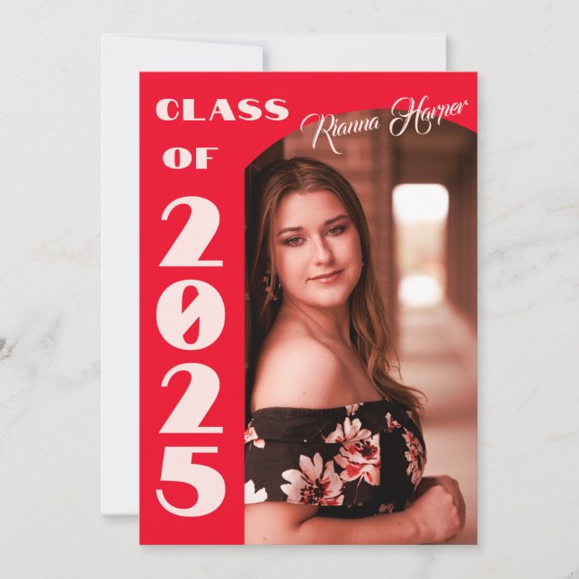 Invitation Classe De Script Retro Chic De 2025 Photo Grad Par (Devant)