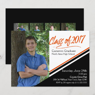 Invitation Classe des couleurs de l'école orange et noire 201