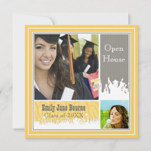 Invitation Classe d'images senior gris et jaune de 2012