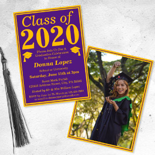 Invitation Classe d'or violet de 2023 Graduation Photo