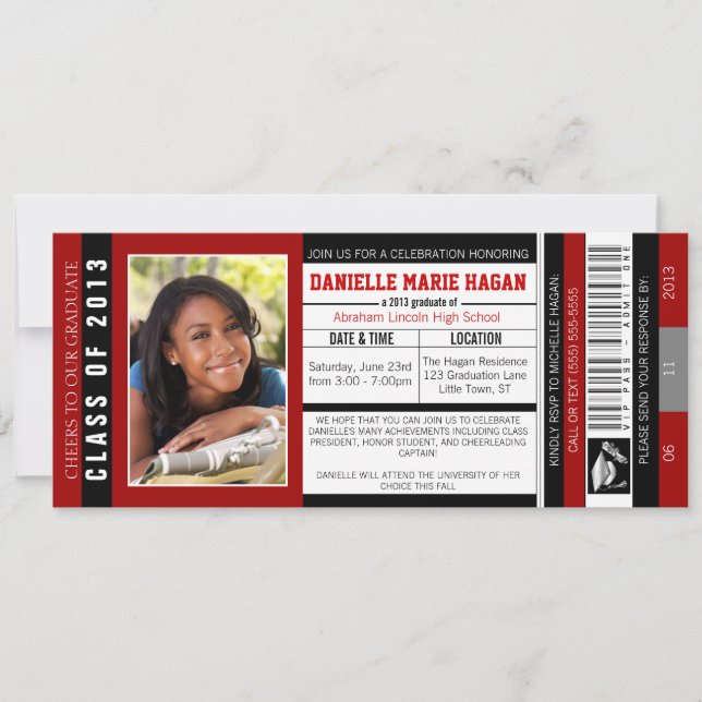 Invitation Classe du billet 2013 d'admission de l'obtention (Devant)