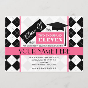 Invitation Classe du Jacquard 2011 noir et de l'obtention du