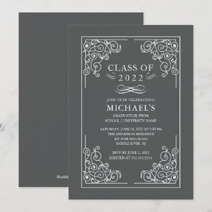 Invitation Classe élégante de 2018 Graduation Party Invitatio