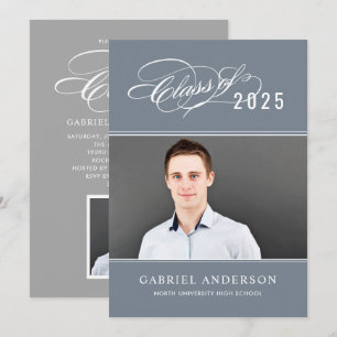 Invitation Classe élégante de 2024 Slate Photo Graduation Par