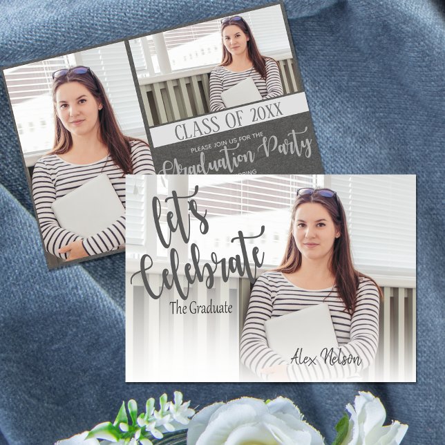 Invitation Classe Élégante De 2025 photo Graduation Party (Elegant Class Of 2024 photo Graduation Party Invitation)