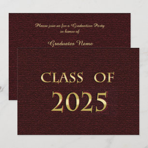 Invitation Classe Maroon et or de 2025 Graduation Party
