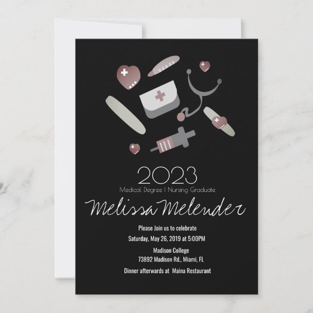 Invitation Classe moderne de 2023 Médicale Nurse Graduate Par (Devant)