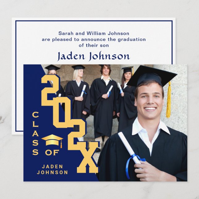 Invitation Classe moderne de 2025 Grad PHOTO Grad Graduation  (Devant / Derrière)