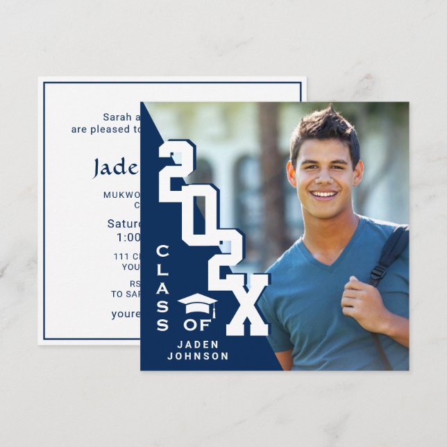 Invitation Classe moderne de 2025 Grad PHOTO Grad Graduation  (Devant / Derrière)