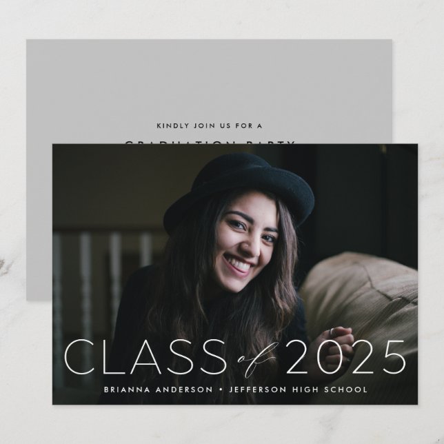 Invitation Classe moderne de 2025 Photo Graduation Party (Devant / Derrière)