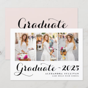 Invitation Classe Noire de 2024 Collage photo Graduation