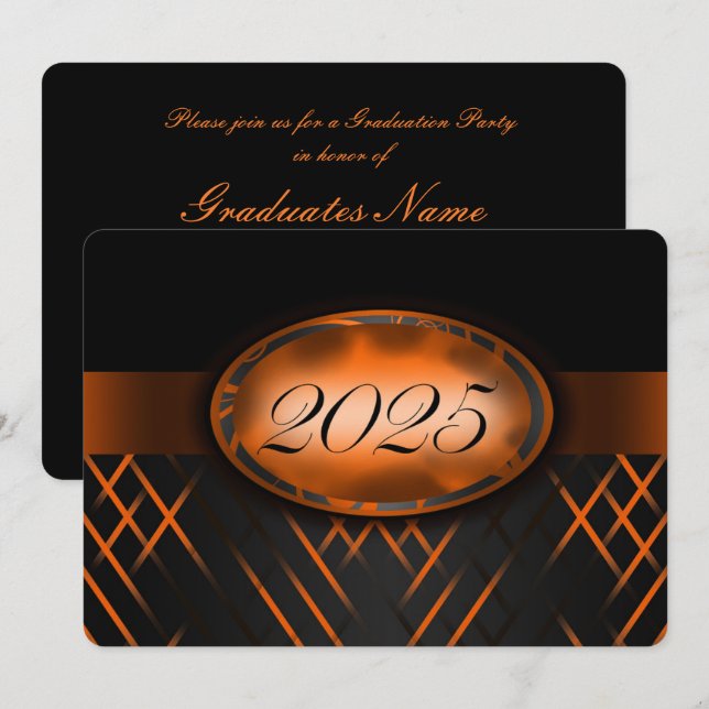 Invitation Classe orange et noire du Parti 2025 (Devant / Derrière)