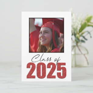 Invitation Classe Parties scintillant rouge de 2025 Faire-par