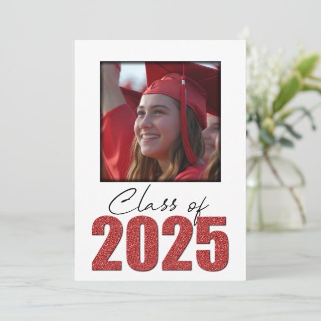 Invitation Classe Parties scintillant rouge de 2025 Photo Ope (Debout devant)