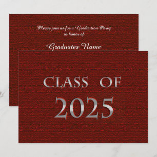Invitation Classe Red & Silver de 2025 Graduation Party