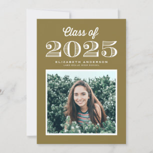 Invitation Classe rétro de 2024 Gold Photo Graduation