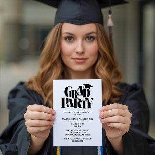 Invitation Classe Rétro de Félicitations Diplômé Noir