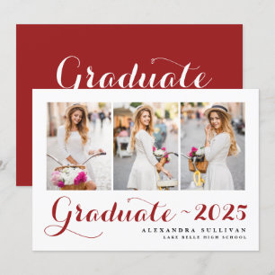 Invitation Classe rouge de 2024 - Collage photo Graduation
