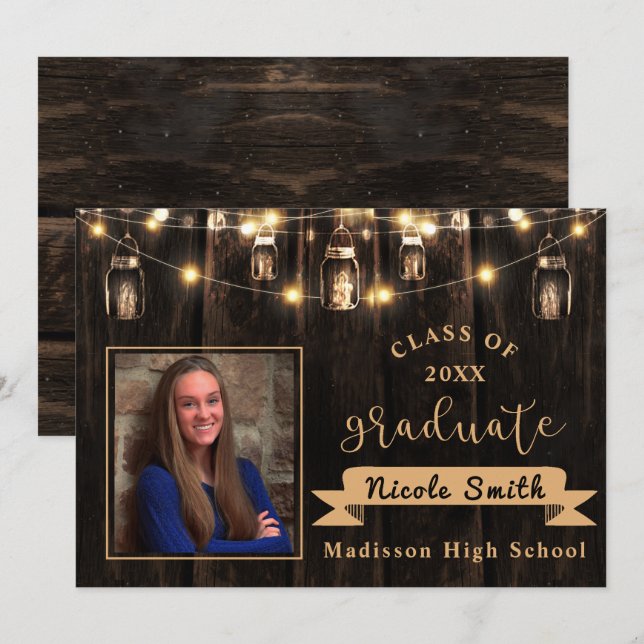 Invitation Classe Rustique De 2025 Graduation Photo Faire-par (Devant / Derrière)
