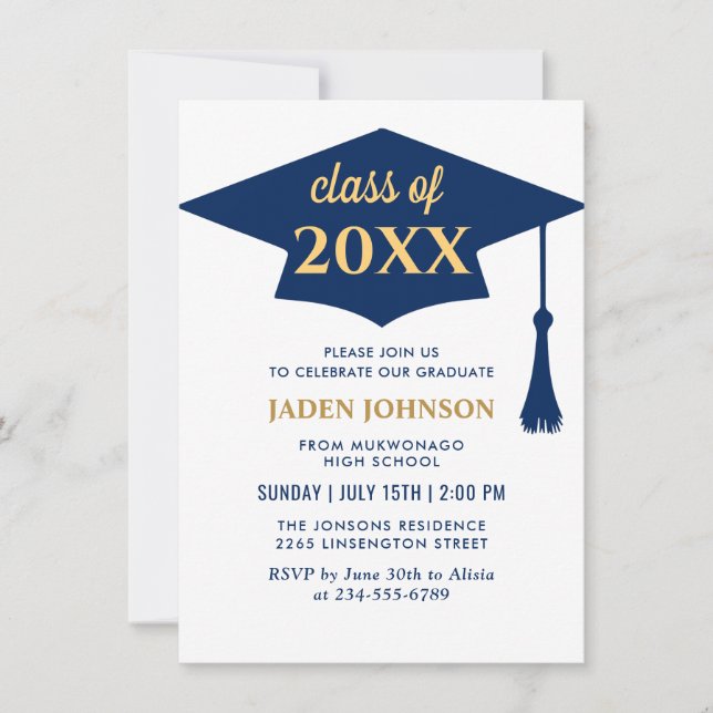 Invitation Classe simple moderne de 2024 Graduation Party (Devant)