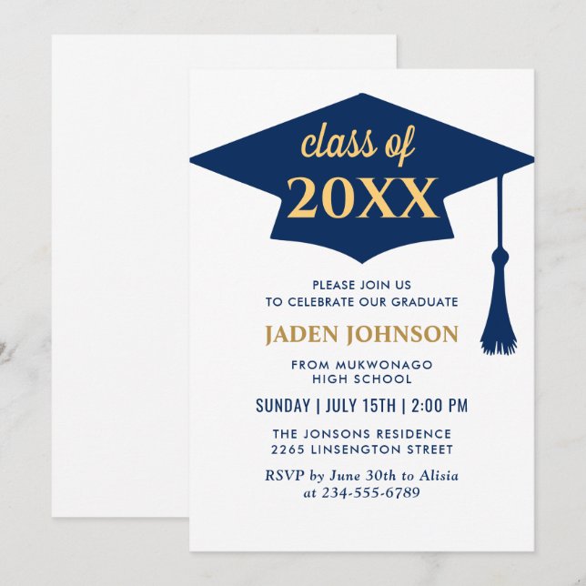 Invitation Classe simple moderne de 2024 Graduation Party (Devant / Derrière)