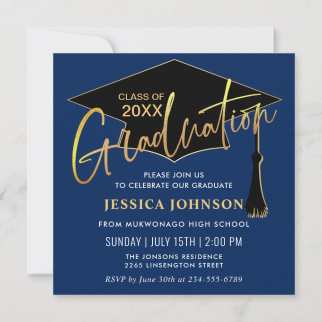 Invitation Classe simple moderne de 2024 Graduation Party (Devant)
