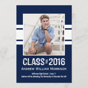 Invitation Classe Sport Stripe du Parti de la graduation phot