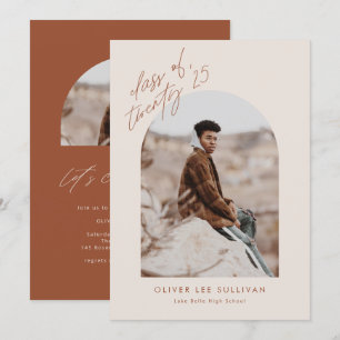 Invitation Classe Terracotta de 2025 Arch Photo Graduation