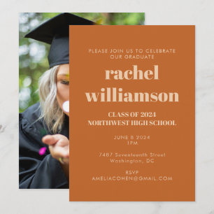 Invitation Classe Terracotta de 2025 Photo Graduation Party