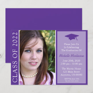 Invitation Classe Traditionnelle De 2022 Graduation (Purple) 