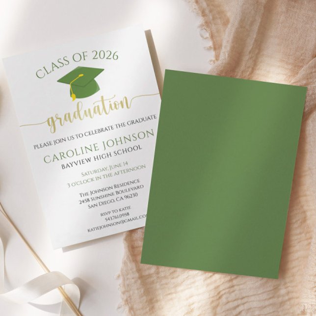 Invitation Classe verte et or de la fête de graduation (Créateur téléchargé)