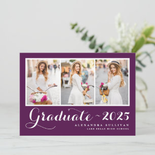 Invitation Classe violette de 2024 Collage de photos Graduati