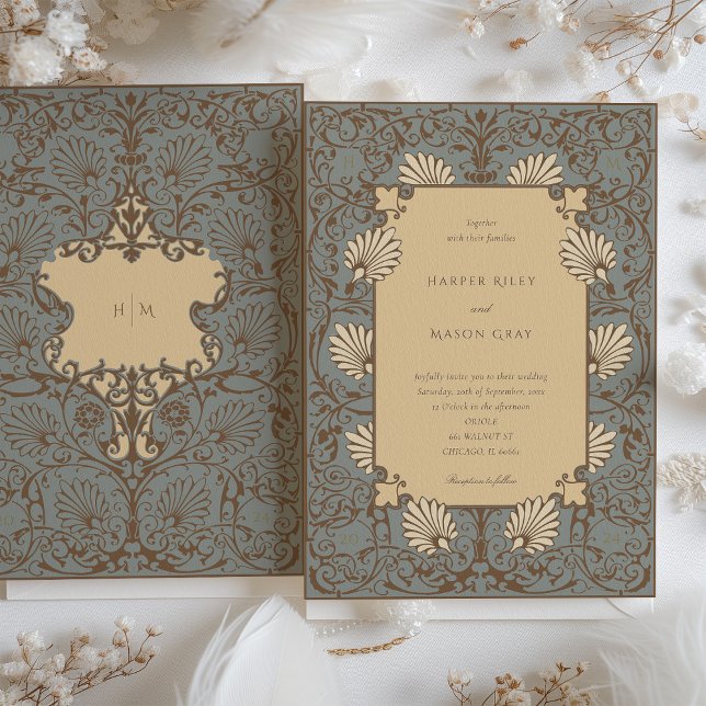 Invitation Classic baroque orné, Mariage beige (Créateur téléchargé)
