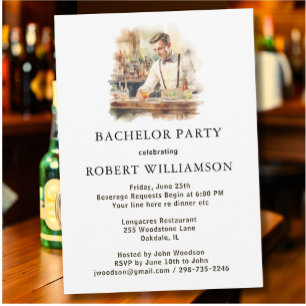 Invitation Classic Bartender Bachelor Party