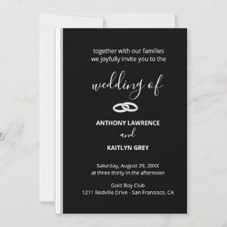 Invitation Classic Black and White Formal Custom Wedding