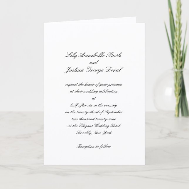 Invitation Classic Black and White QR Code Timeless Wedding (Devant)