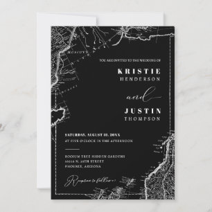 Invitation Classic Black Retro Voyage QR Code Mariage photo