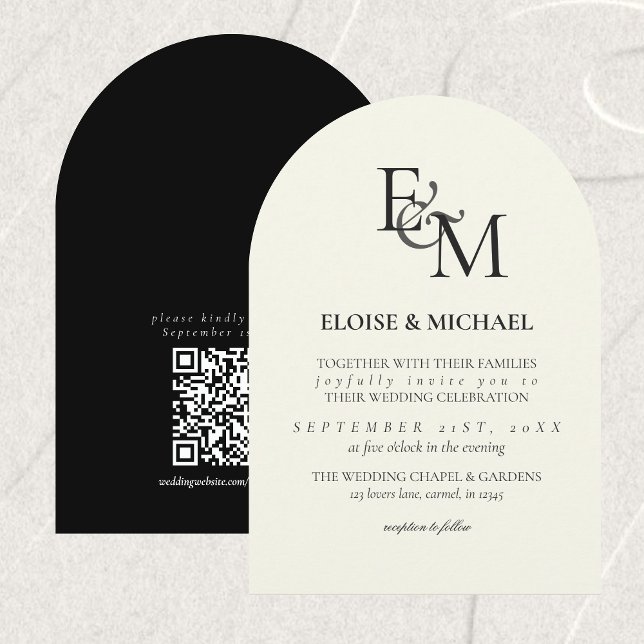 Invitation Classic Black & White Monogram Minimalist Wedding (Classic Black & White Monogram Minimalist Wedding Invitation)