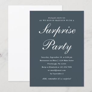 Invitation Classic Blue and White Surprise Party