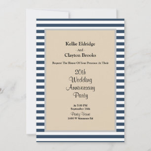 Invitation Classic Blue Stripes Mariage fête d'anniversaire
