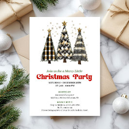 Invitation Classic buffalo plaid Christmas tree party invite