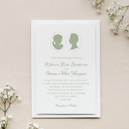 Invitation Classic Cameo Regency Mariage vert