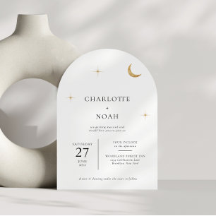 Invitation Classic Celestial Gold Moon Stars Arch Mariage